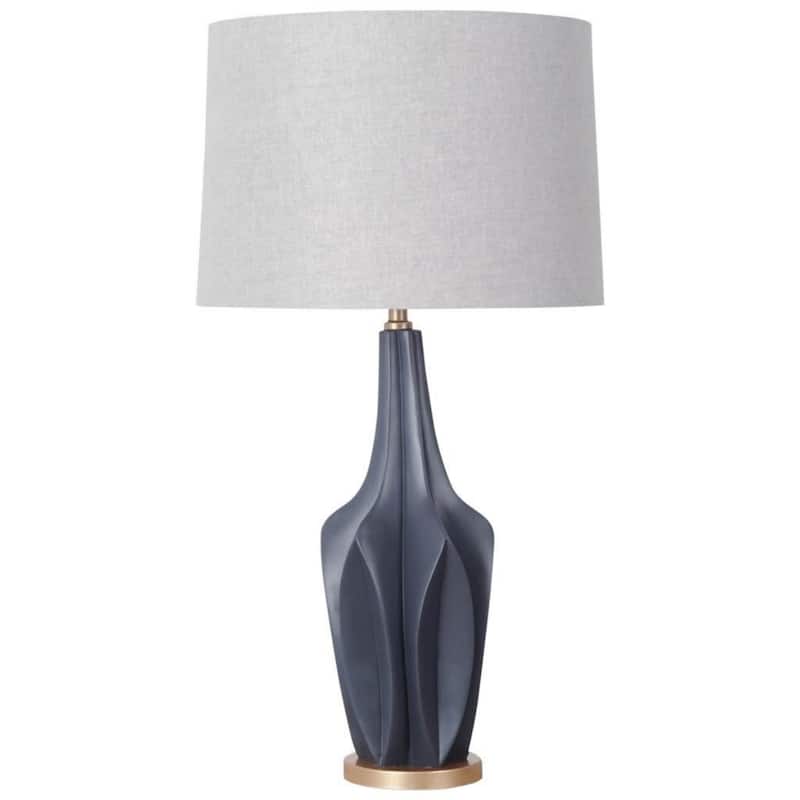 Slate Blue Resin Table Lamp Base with Gold Finish Cylinder Shade Rotary Switch - 7” x 7” x 29” (D x W x H) - Slate Blue