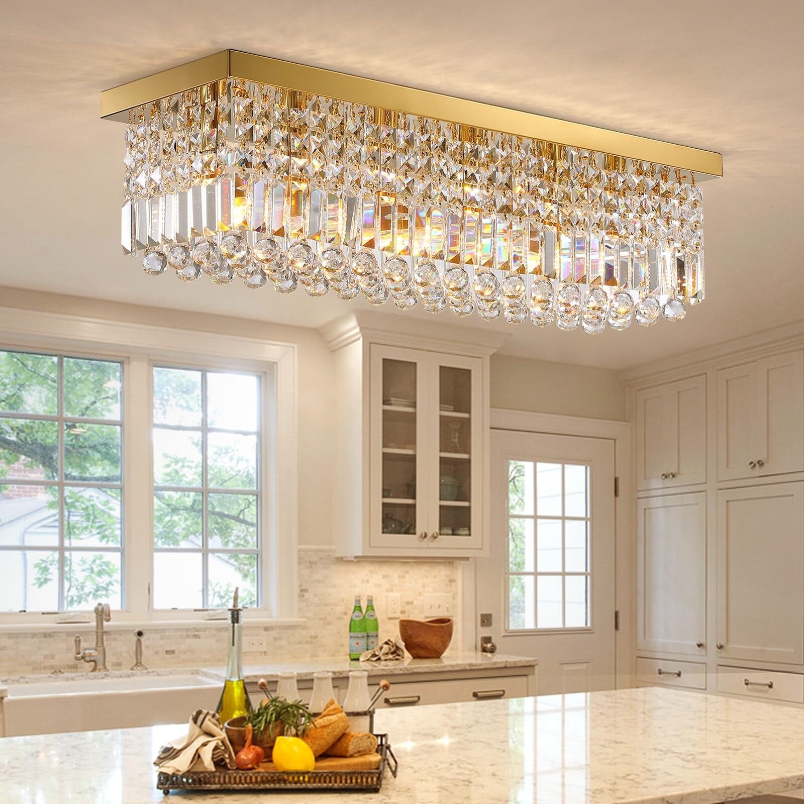 Rectangular light fixture for kitchen flush mount on sale