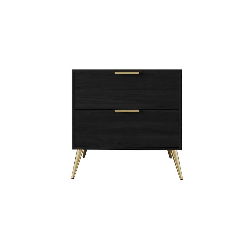 CraftPorch Contemporary 2-Drawers Wooden Nightstand - Black