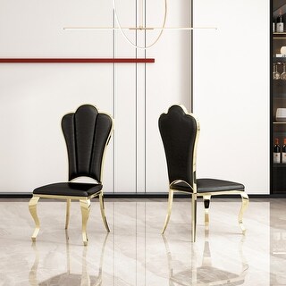 Morden Leatherette Dining Chair with Unique Backrest Design (Set of 2 ...