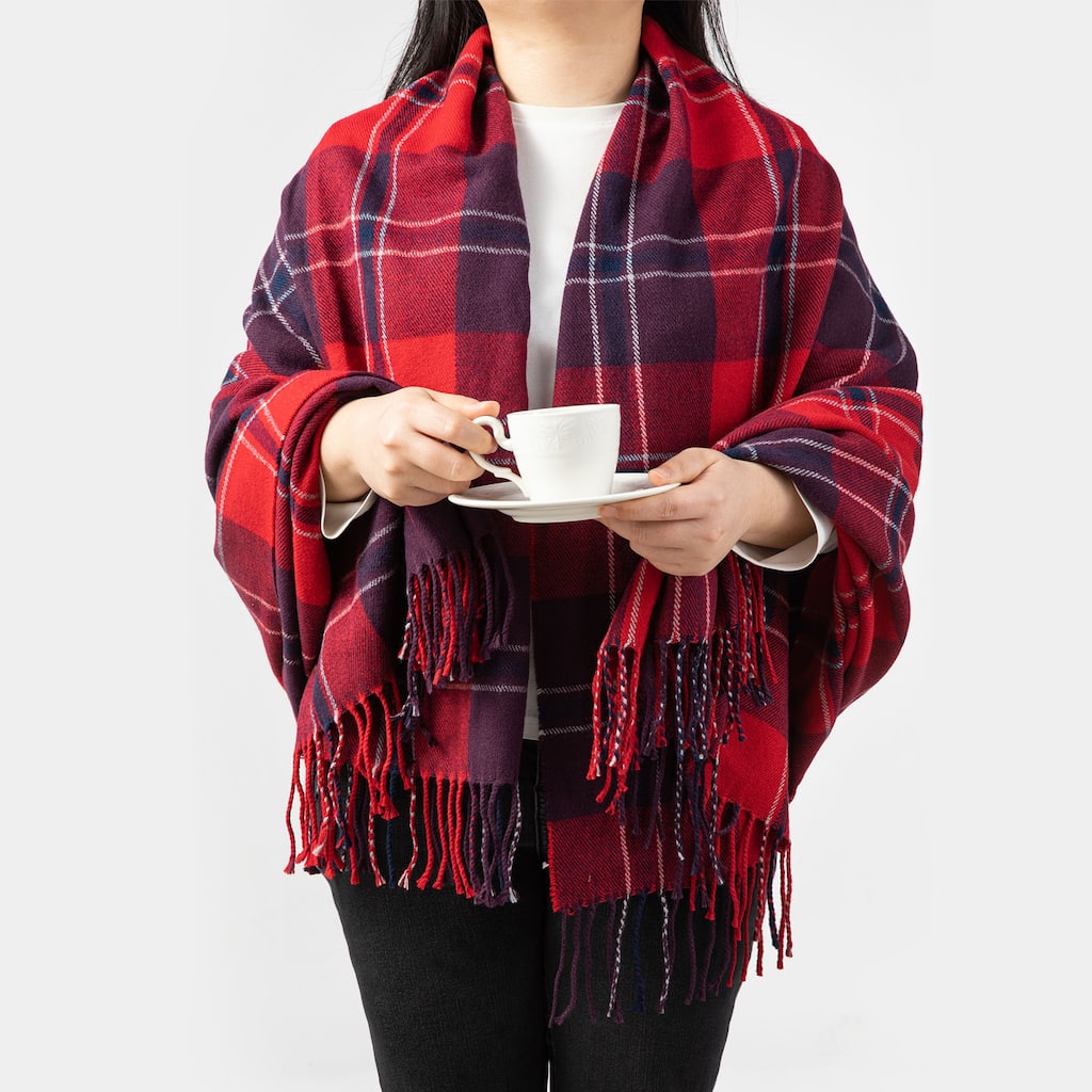 Glitzhome 50 x 60 Knitted Acrylic Plaid Woven Throw Blanket with Tassels