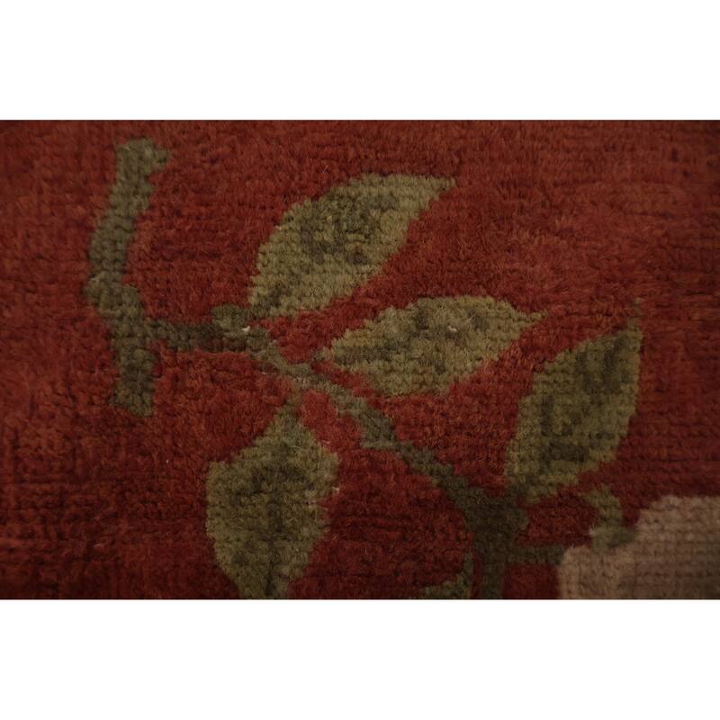 Hand Knotted Oriental 100% Wool Carpet Traditional Medallion Oranges & Rust Art Deco Area Rug - 8' 11'' X 6' 0''