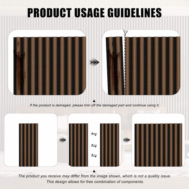 93.5" x 7.9" Slat Acoustic Wall Panels for Ceiling and Wall Decor, 4-Pack (21 sq ft)