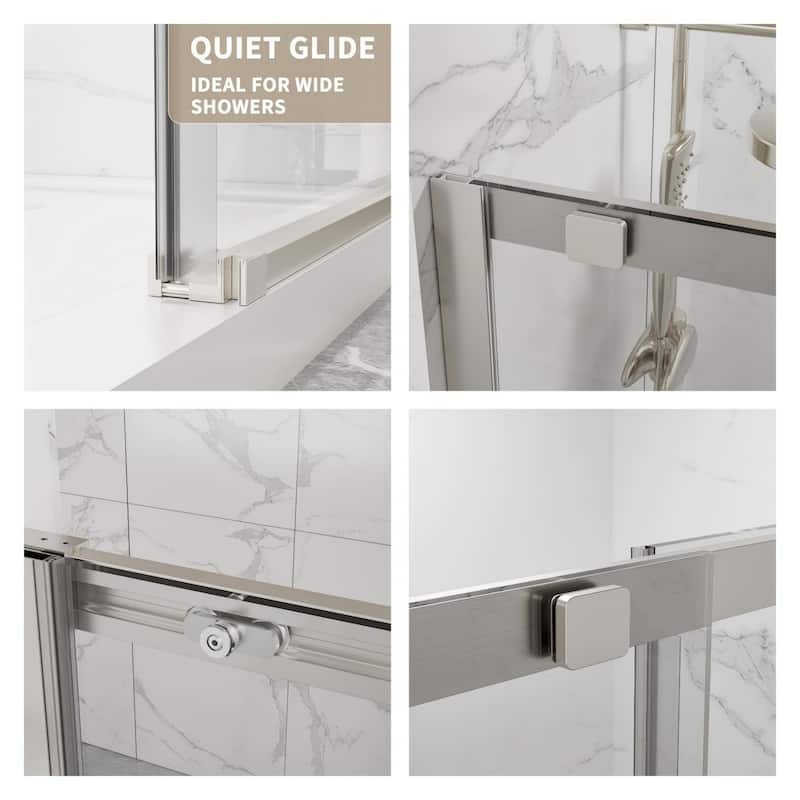 Modland 44-48" x 74'' Adjustable Sliding Shower Door, 5/16" SGCC Tempered Glass, Framed Enclosure with 304 Stainless Handle