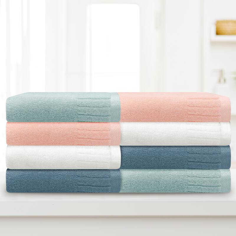 Striped Pattern 2 Pack Hand Towels, Cotton Comfortable Hand Towels for Bathroom, Kitchen 14" x 30"