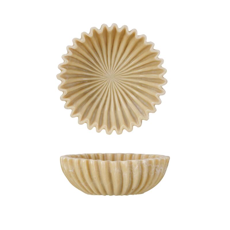 Resin Fluted Bowl - 7.9"L x 7.9"W x 2.8"H