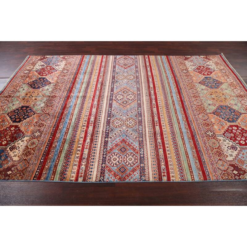 Vegetable Dye Super Kazak Oriental Wool Area Rug Hand-knotted Carpet - 6'7" x 9'8"