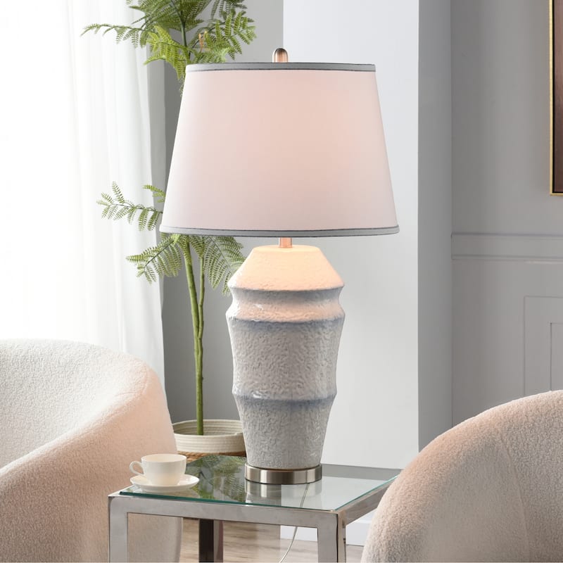 StyleCraft Ceramic Table Lamp - Bexium Blue - White Shade