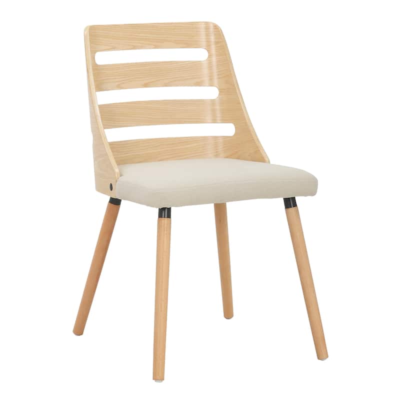 Carson Carrington Oglala Dining/Accent Chair with Tapered Wood Legs (Set of 2) - Cream Fabric/Natural Wood