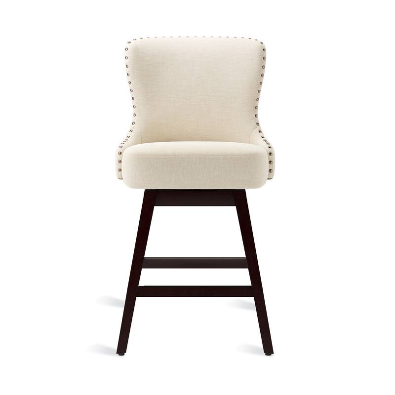 26 in. Mid-Century Modern Counter Stools Faux Leather/Fabric Upholstered Swivel Bar Stools for Island （Set of 4）