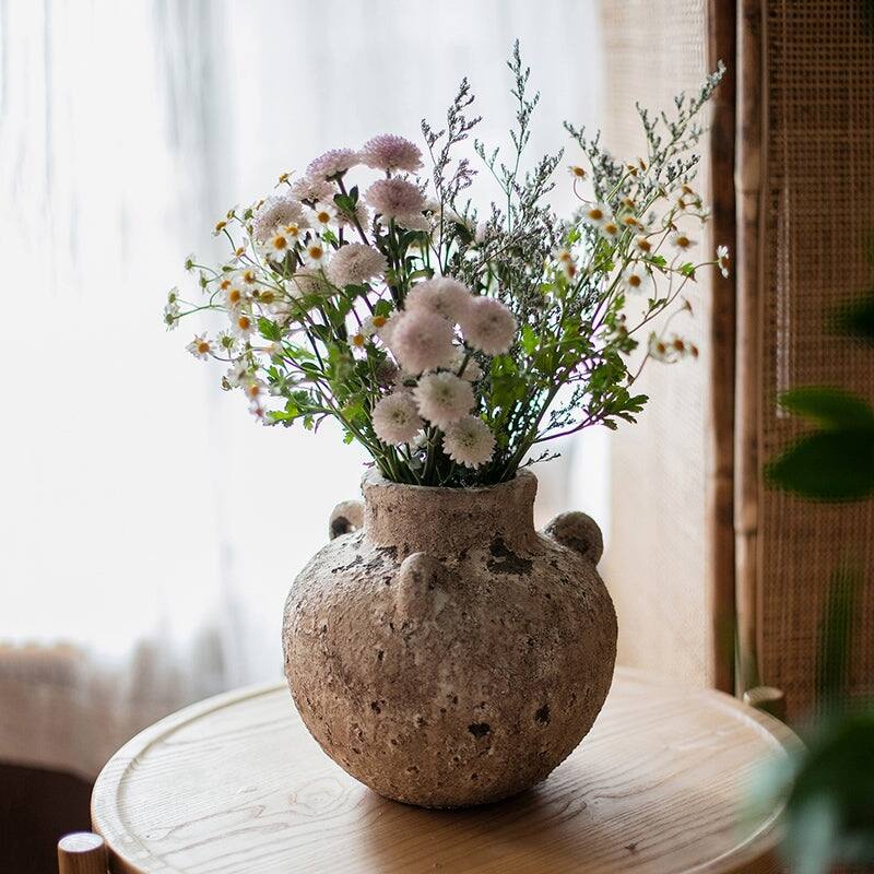 RusticReach Pottery Stoneware Vase Zen Style Pottery for Dried Flowers
