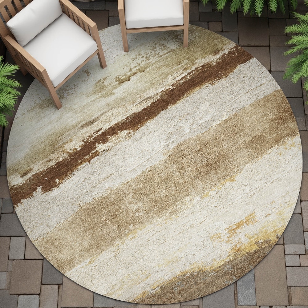 Machine Washable Indoor/Outdoor Watercolor Ombre Chantille Rug