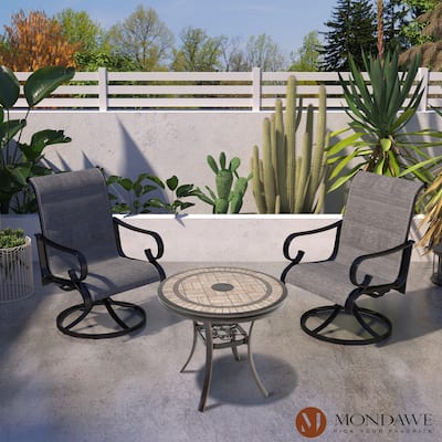 Outdoor Aluminum Swivel Chair Set with Textilene Backrest