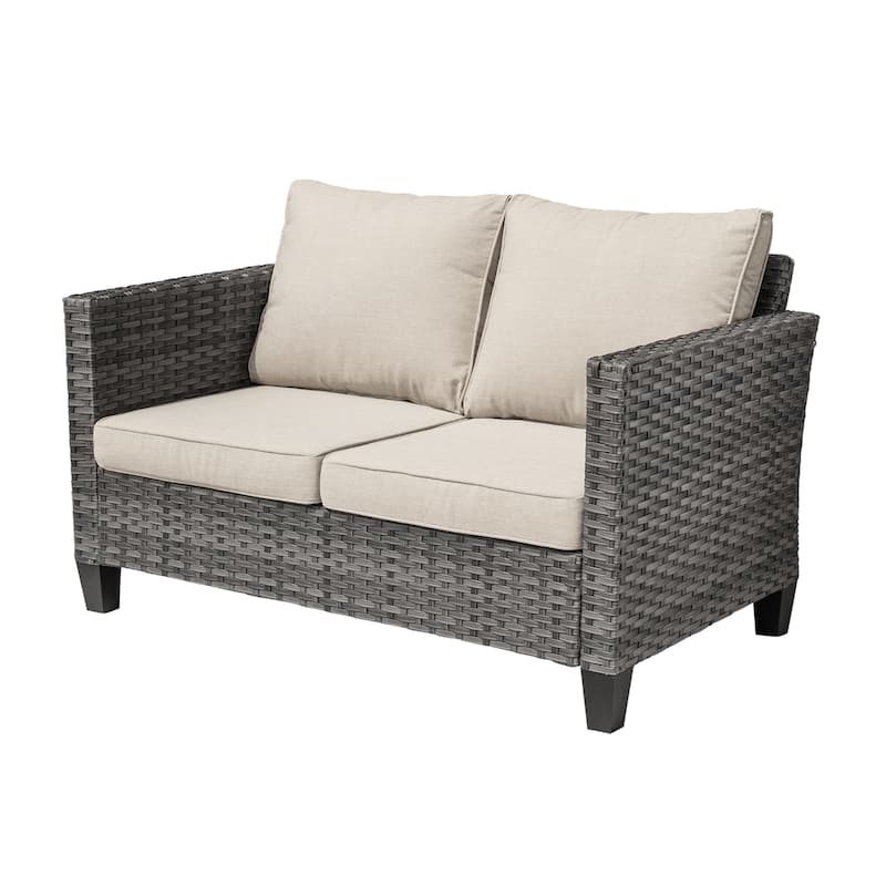 XIZZI Outdoor Rattan Wicker Loveseat with Cushions