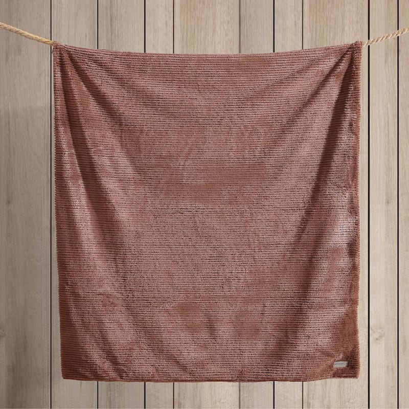 Eddie Bauer Ribbed Super Soft Textured- Solid Plush Throw Blanket