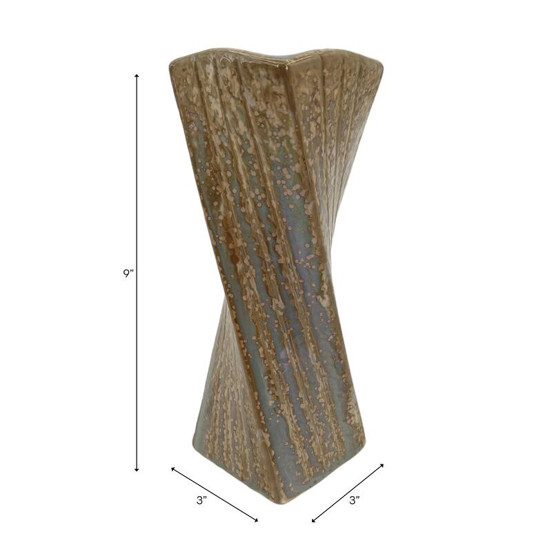Stoneware Decorative Vase with Drip Glaze Finish Modern Home Decor