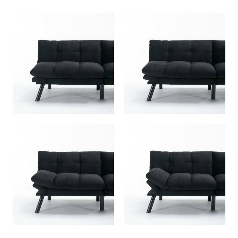 70.87" Leather-Look Convertible Sofa Bed, Adjustable Backrest