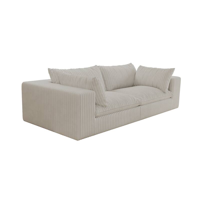 39.8" Corduroy Fabric Sofa, White, Double-layer, Removable Cushion, No Assembly, DIY Combination