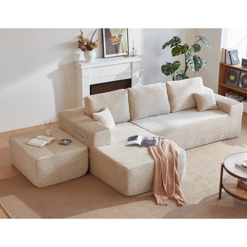 105.7"Cloud Sectional Couch with U-Shaped Chaise,Modern Modular Sofa with Deep Seat