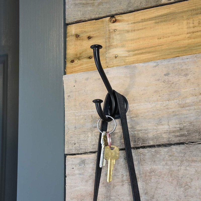 Matte Black Double Robe and Coat Hooks - matte black