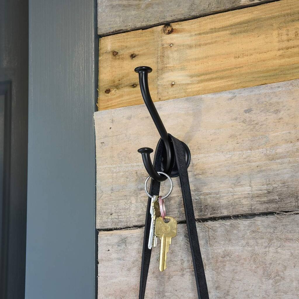 Matte Black Double Robe and Coat Hooks - matte black