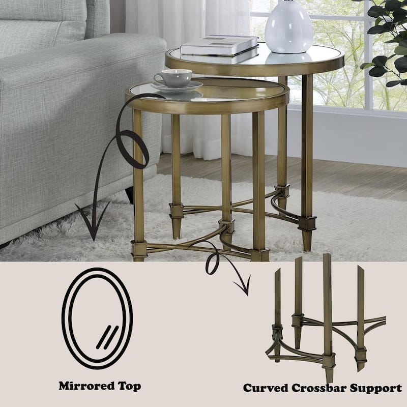 ACME ADITYA NESTING TABLE Mirrored & Antique Brass Finish