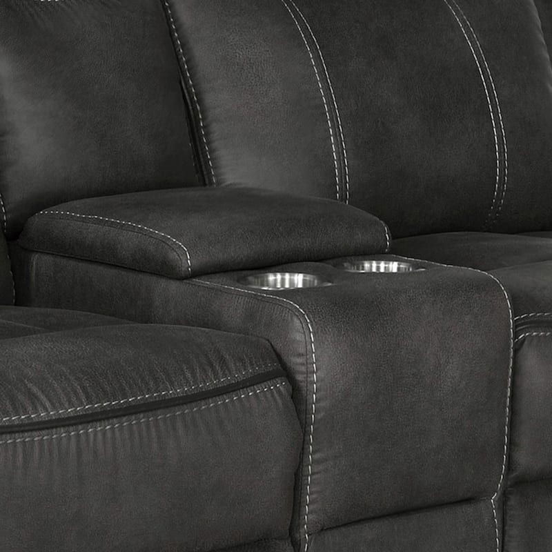 Tom 74 Inch Motion Manual Recliner Loveseat, Gel Foam, Black Faux Leather