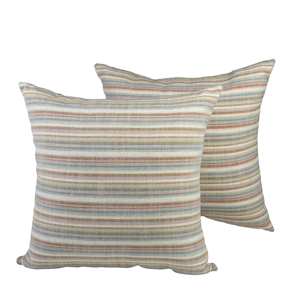 Klear Vu Barber Stripe Decorative Toss Pillow Set, Multicolor Striped Pattern - 18x18x3