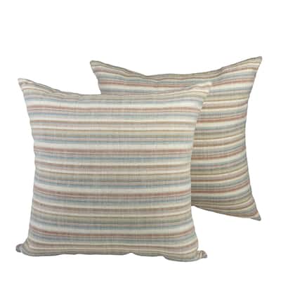 Klear Vu Barber Stripe Decorative Toss Pillow Set, Multicolor Striped Pattern - 18x18x3