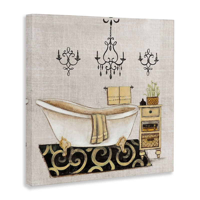 Stupell Vintage Luxurious Bathroom Tub Canvas Wall Art Design By Janet Tava