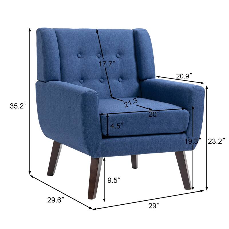 3-Piece Mid-Century Modern Living Room Set with Loveseat and 2 Chairs