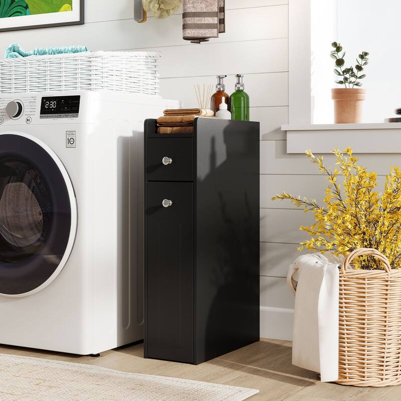 Gymax Small Bathroom Storage Cabinet 4-Tier Narrow Toilet Side Storage