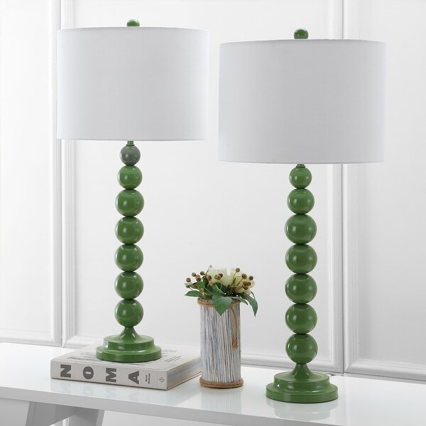 Green and white table lamps top