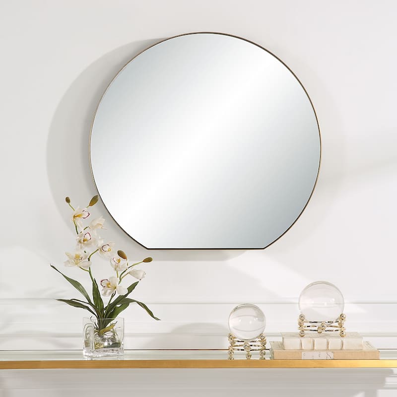 Stainless Steel Framed Wall Mirror - 30" - Brass Finish
