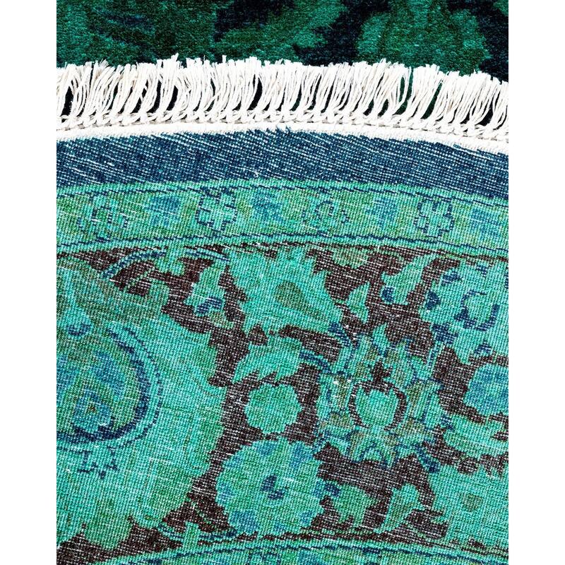 Fine Vibrance, One-of-a-Kind Hand-Knotted Area Rug - Green, 6' 1" x 6' 1" - 6' 1" x 6' 1"