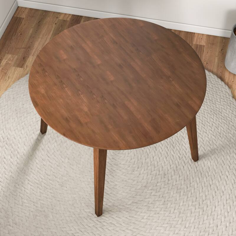 Fiorentina Mid Century Modern 43-inch Round Solid Wood Dining Table in Brown