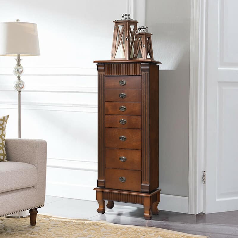 Costway Jewelry Cabinet Armoire Box Storage Chest Stand Organizer Wood - See Details