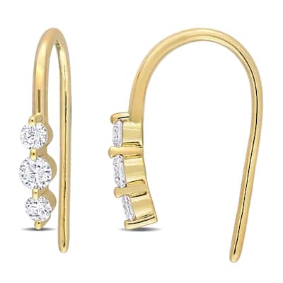 1/2ct TDW Lab-Grown Diamond Hook Earrings in 18k Yellow Micron Silver