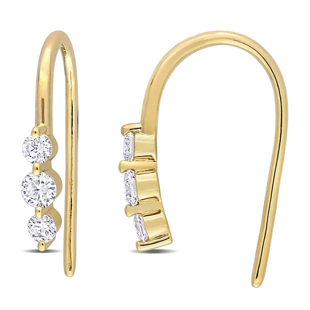1/2ct TDW Lab-Grown Diamond Hook Earrings in 18k Yellow Micron Silver