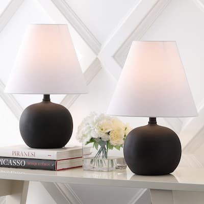 Asher 18.25" Minimalist Scandinavian Resin/Iron Gourd LED Table Lamp (Set of 2), by JONATHAN Y