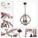 preview thumbnail 13 of 26, Modern Farmhouse Distressed Wood Lantern Foyer Chandelier for Dining Room