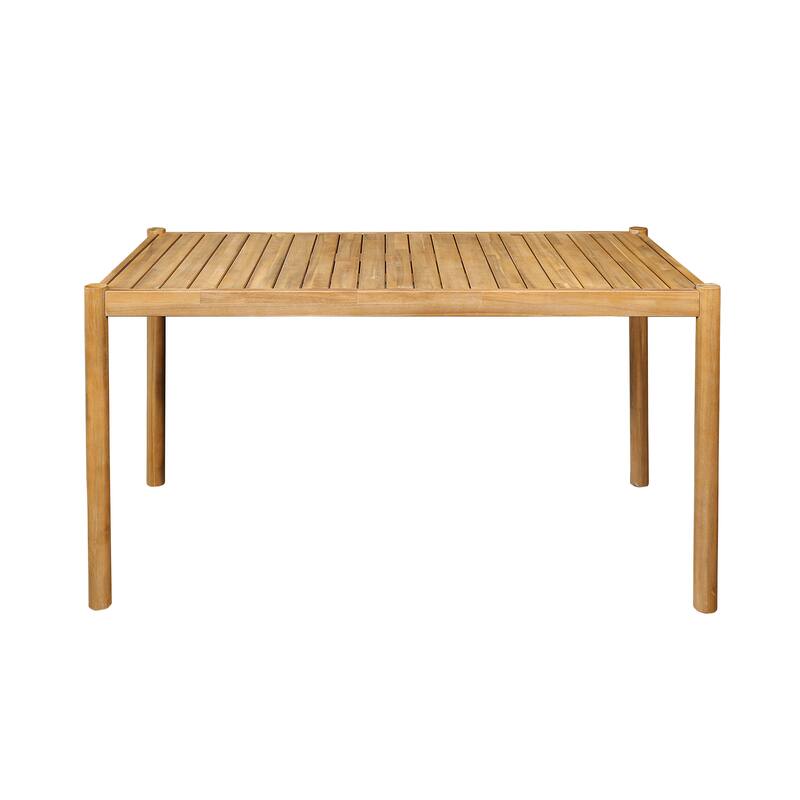 5 Pieces Acacia Wood Patio Dining Set, Wood Dining Furniture Set with Square Patio Table and 4 Chairs with Cushion