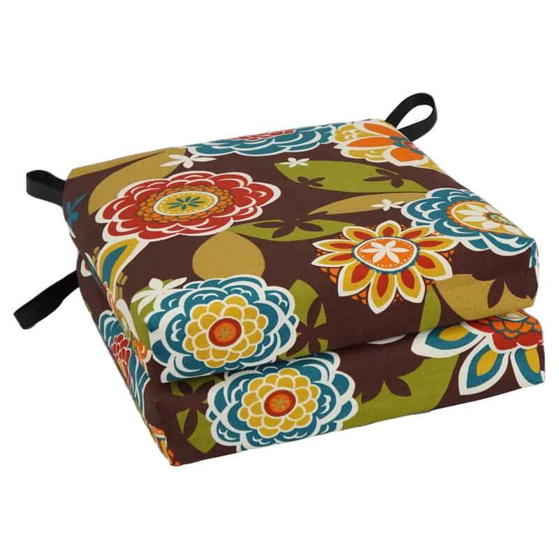 16-inch Indoor/Outdoor Chair Cushions (Set of 2) - 16 x 16 - Annie Chocolate