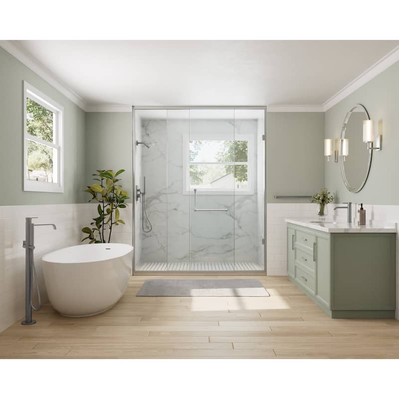 GRANDJOY 2-Function Rainfall Shower System with Handheld, Single Handle Wall-Mount Design