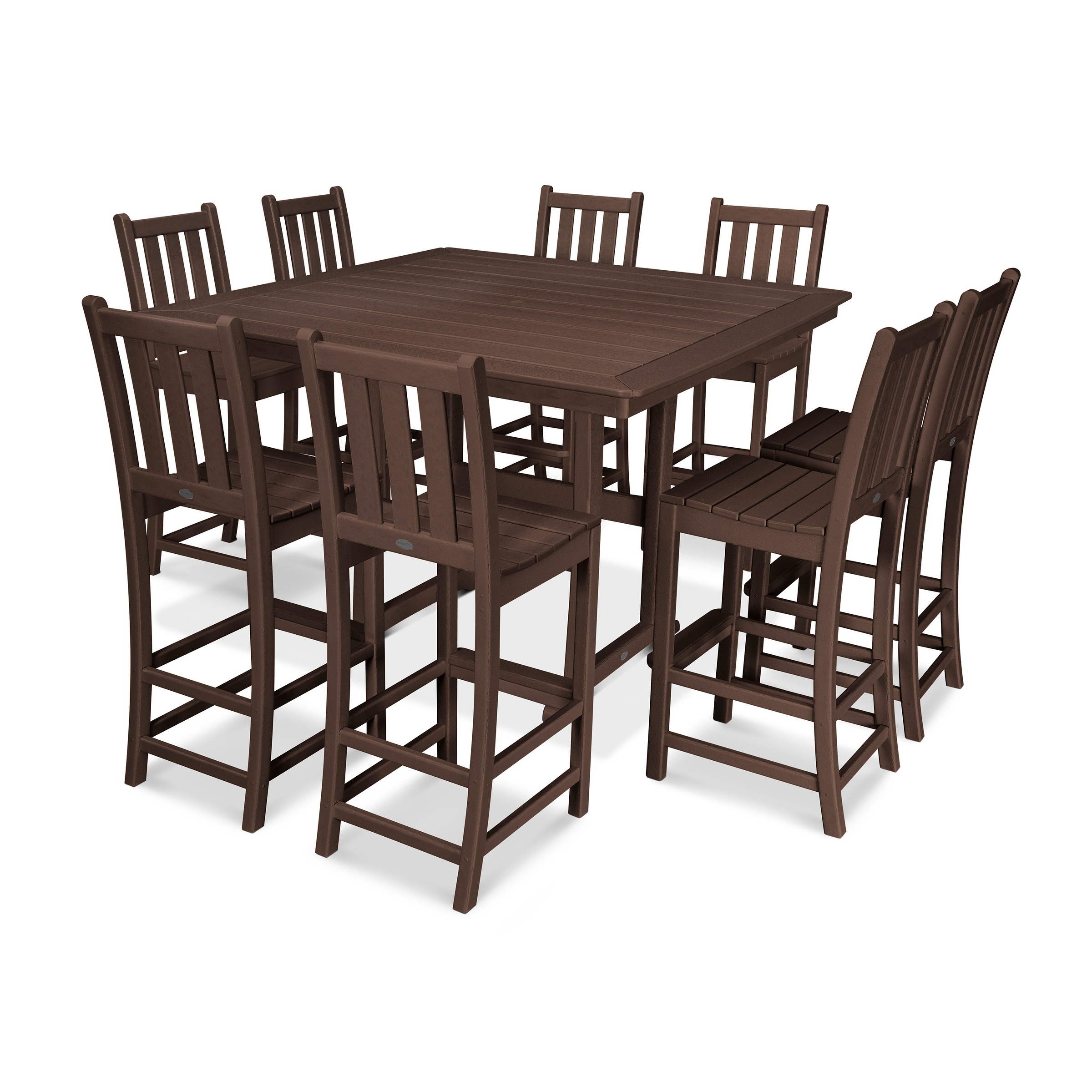 POLYWOOD Traditional Garden 9 Piece Nautical Trestle Bar Set Bed