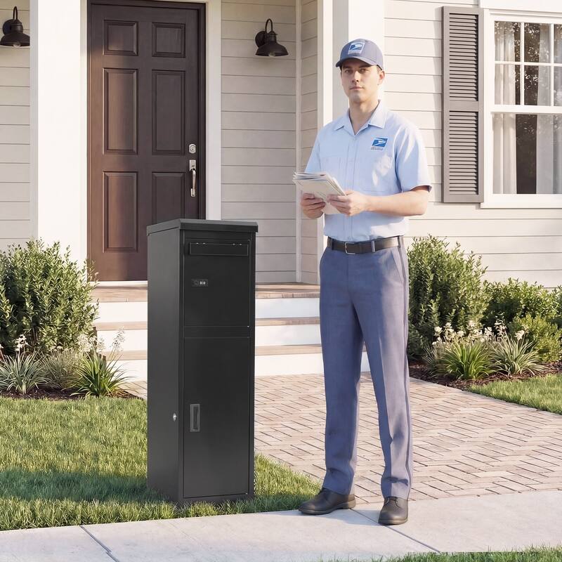 Gymax 44'' Package Delivery Box for Outside w/Lockable Doors Coded