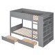 preview thumbnail 24 of 24, Twin Over Twin Bunk Bed w/ Storage Shelves and 2 Drawers, Multi-Layer Cabinet Bunk Bed w/ Safety Guardrail for Kids Teens Adults