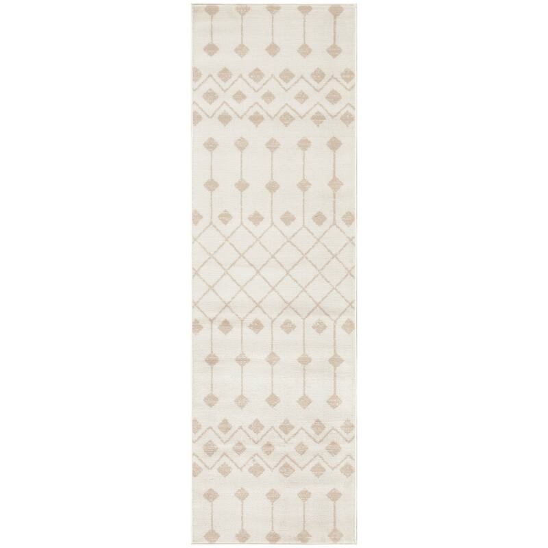 Porch & Den Muirfield Moroccan Bohemian Area Rug - 2' 3" x 7' 6" - Ivory/Beige - Runner