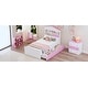 preview thumbnail 18 of 34, Twin Size Wooden House Bed Frame - Headboard Storage Shelf and 2 Built-In Drawers