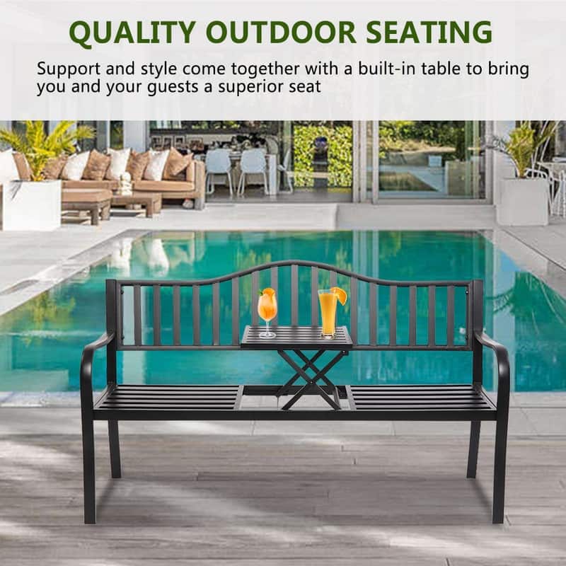 59 in. Outdoor Patio Garden Decorative Cast Iron Bench